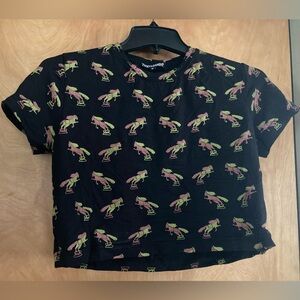 Thief and Bandit Cropped Tee, Black Trophy Print, NWT, Size M